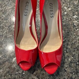 Guess open toes high heels shoes RED